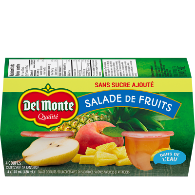 Salade de Fruits dans de l'eau sans sucre ajouté Del Monte 4 x 107ml